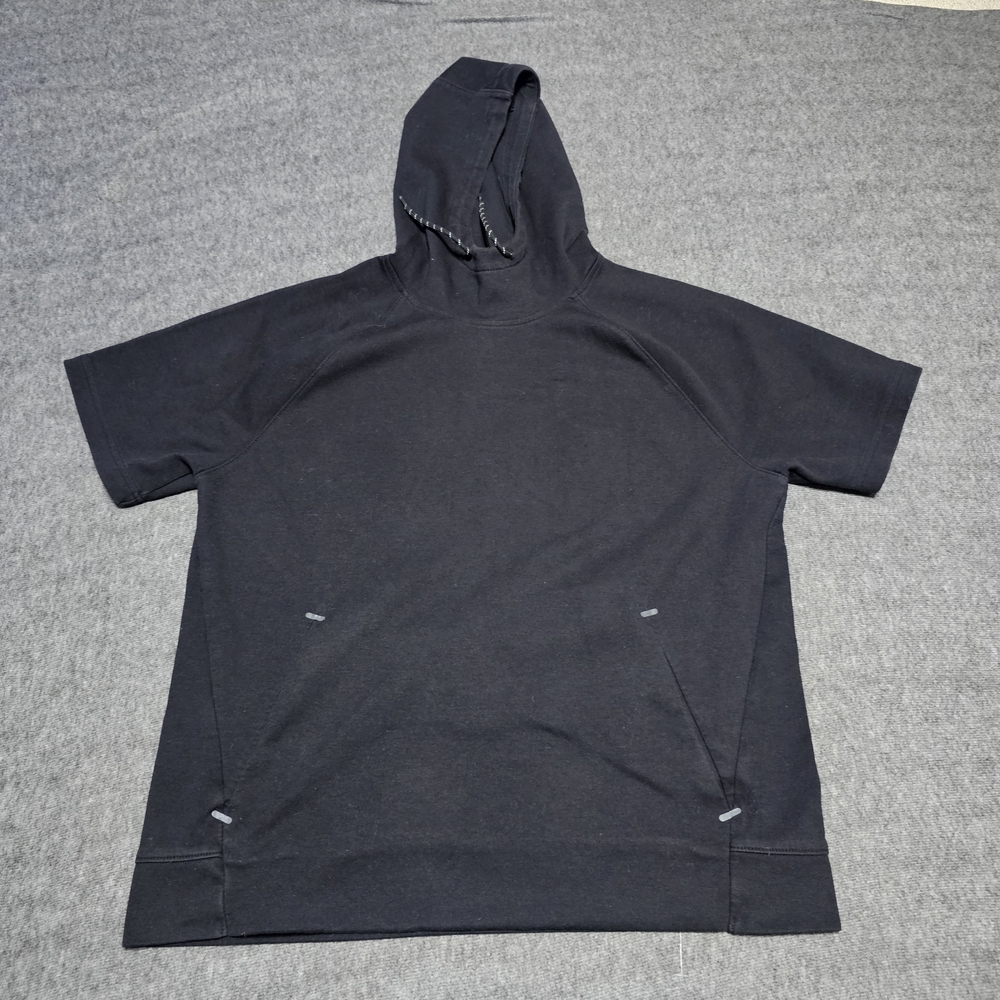 Old Navy Active Dynamic Fleece Black Short Sleeve Hoodie Size Large
